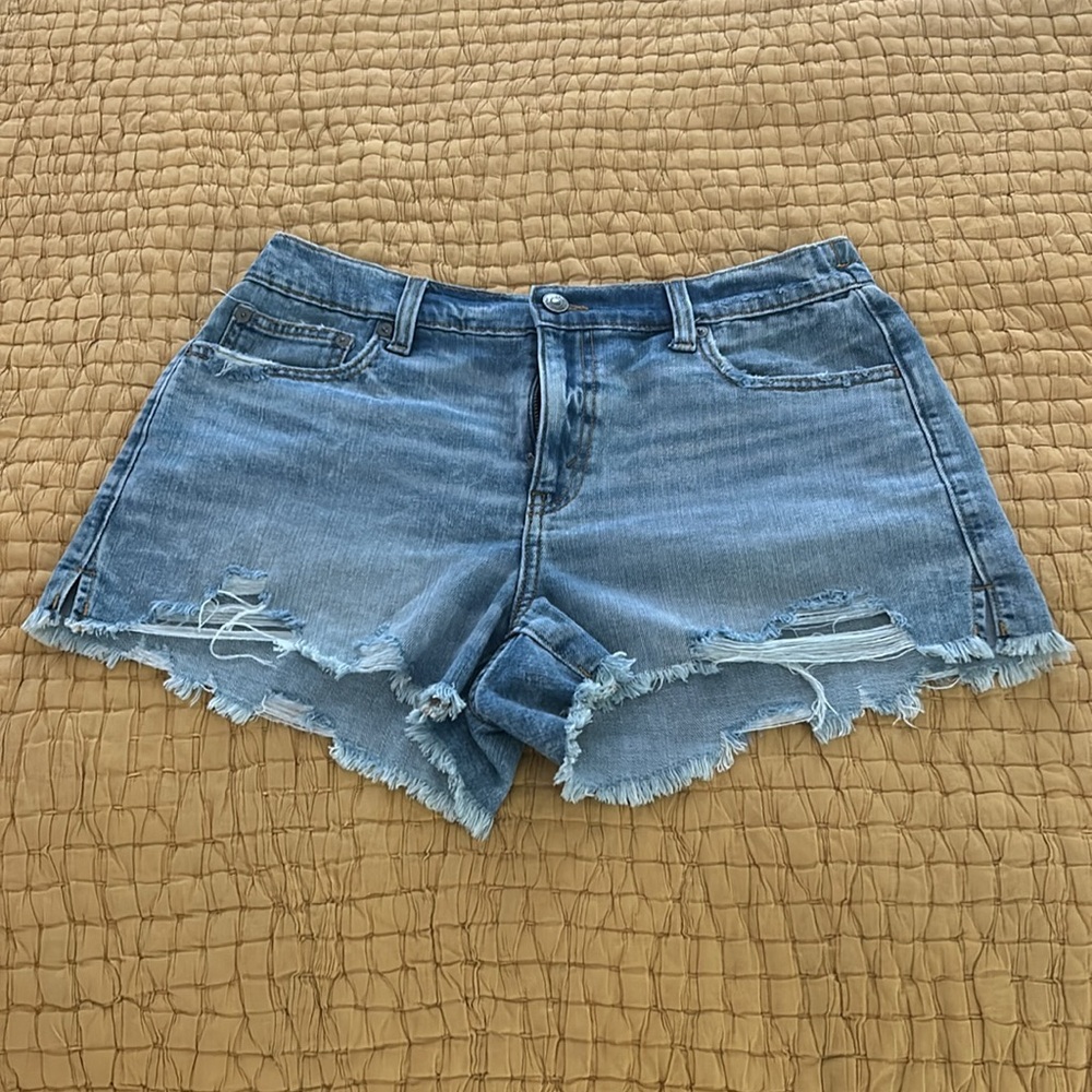 Aerie Denim Distressed Denim Shorts